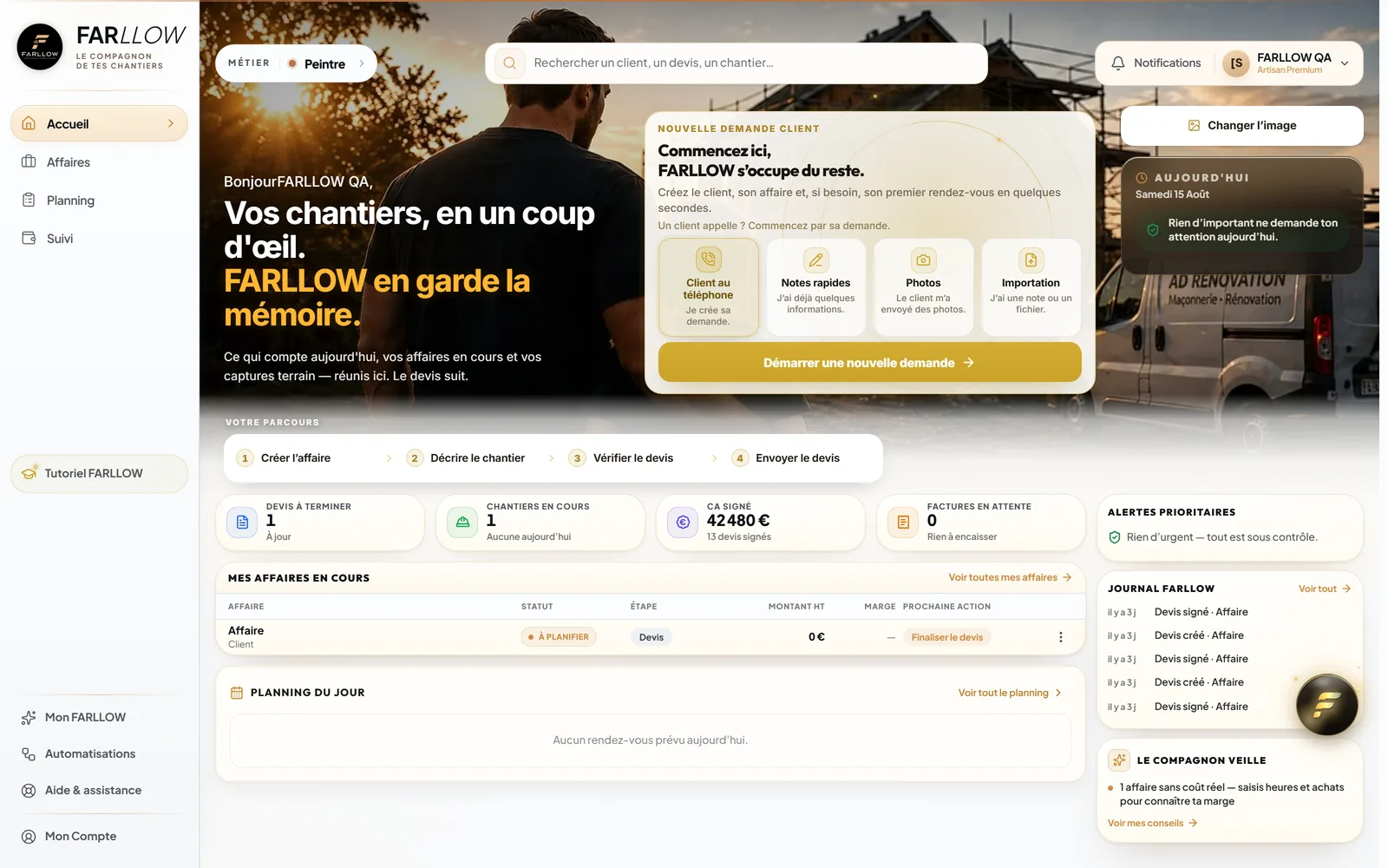 Capture FARLLOW — Tableau de bord
